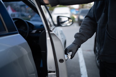 Man stealing a car